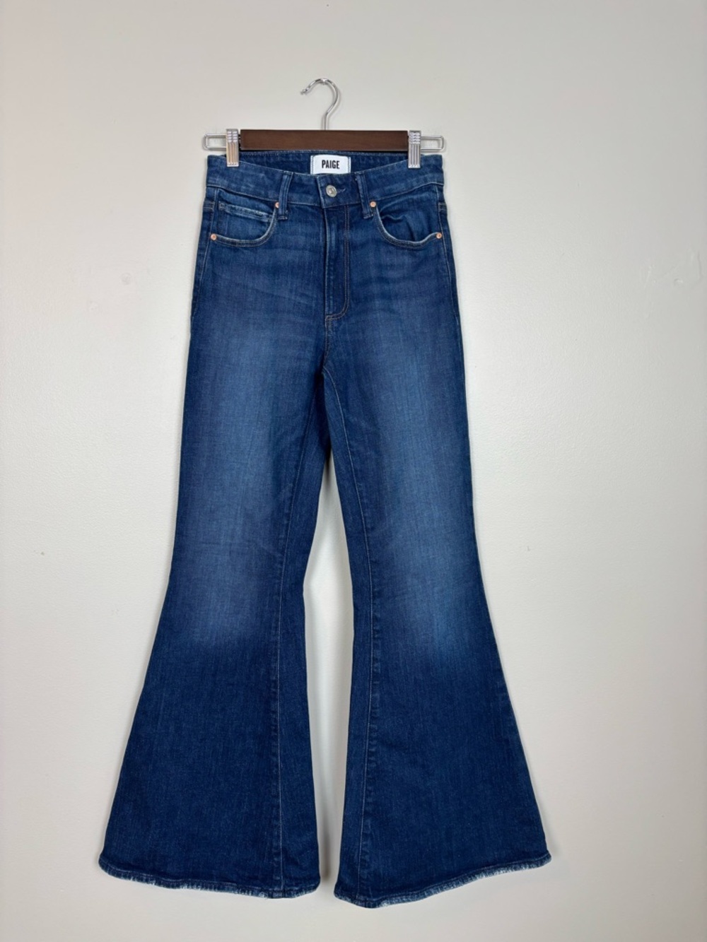 Paige Jeans Womens 24 Marlow Dark Indigo Flare Stretch Distressed Denim